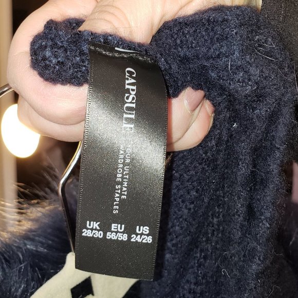 Ladies CAPSULE Batwing Cardigan w/Detachable Faux Fur Collar in Blue - 24/26 - Picture 5 of 6